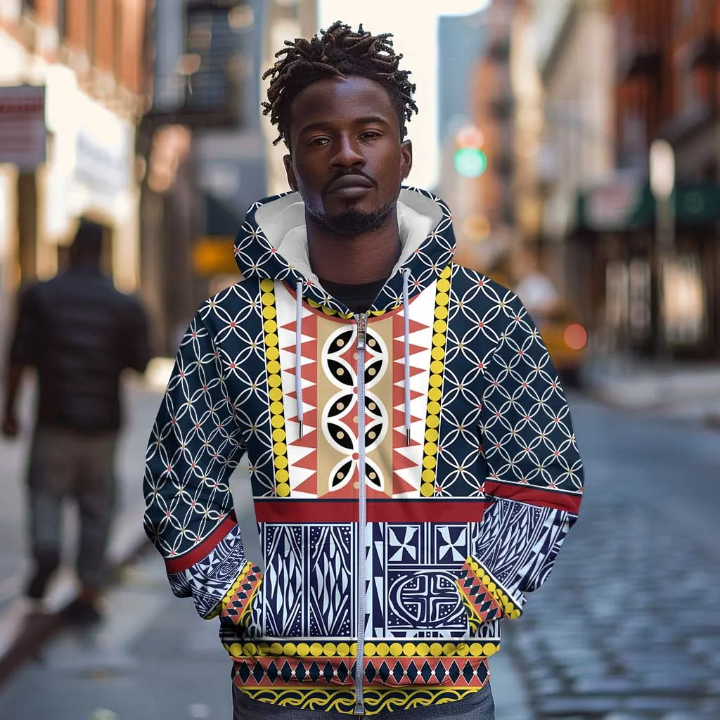 Toghu Bamenda Zip Hoodie Cameroon Traditional Pattern LT15