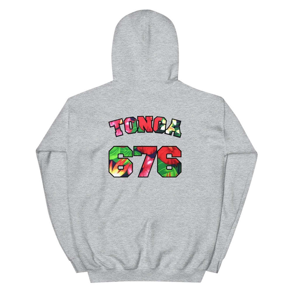 Tonga 676 - Floral Jersey with Black Border (front/back) *ADULT HOODIE*