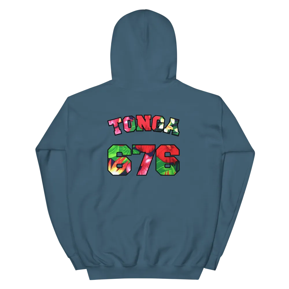 Tonga 676 - Floral Jersey with Black Border (front/back) *ADULT HOODIE*