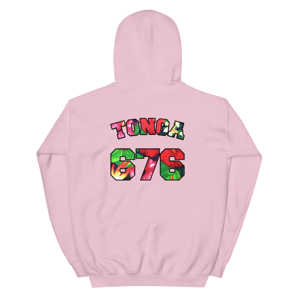 Tonga 676 - Floral Jersey with Black Border (front/back) *ADULT HOODIE*