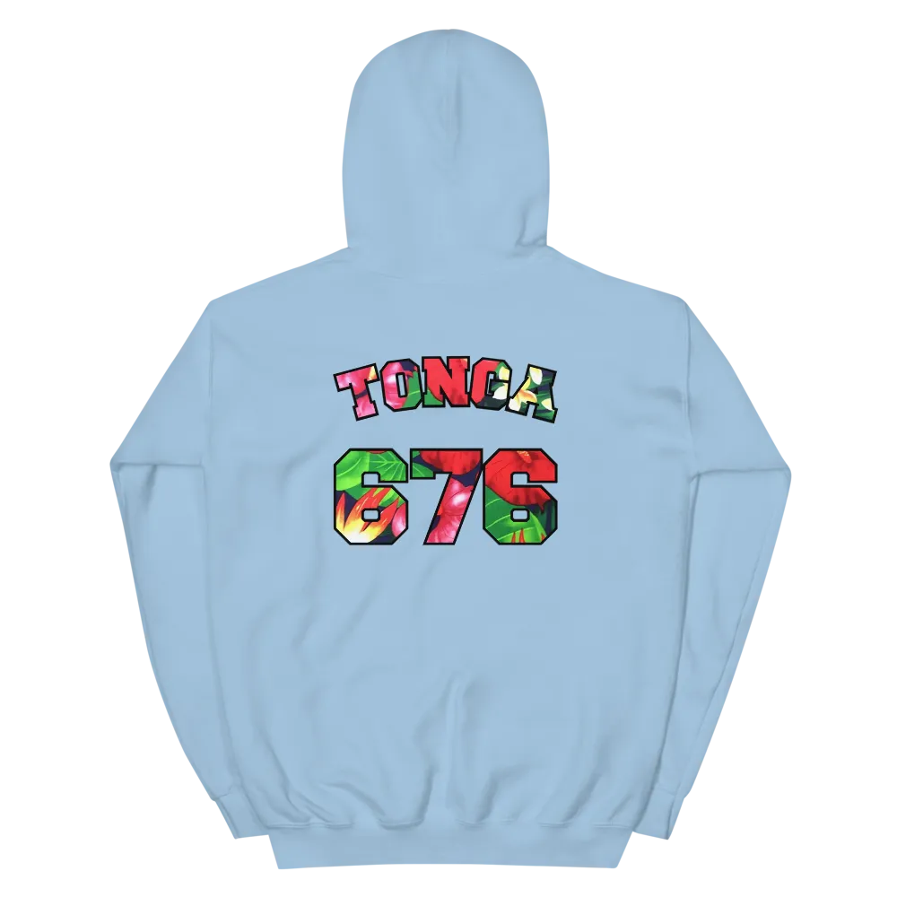 Tonga 676 - Floral Jersey with Black Border (front/back) *ADULT HOODIE*