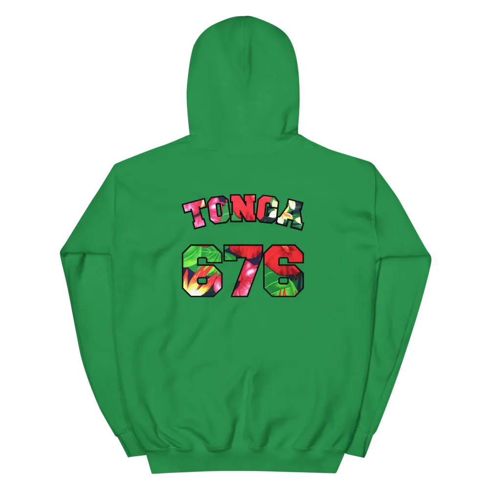 Tonga 676 - Floral Jersey with Black Border (front/back) *ADULT HOODIE*