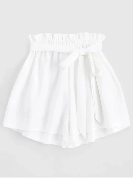 Trendy Smocked Belted High Waisted Shorts