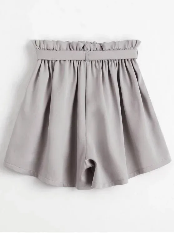 Trendy Smocked Belted High Waisted Shorts