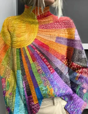 Truus - cheerful, colorful turtleneck sweater