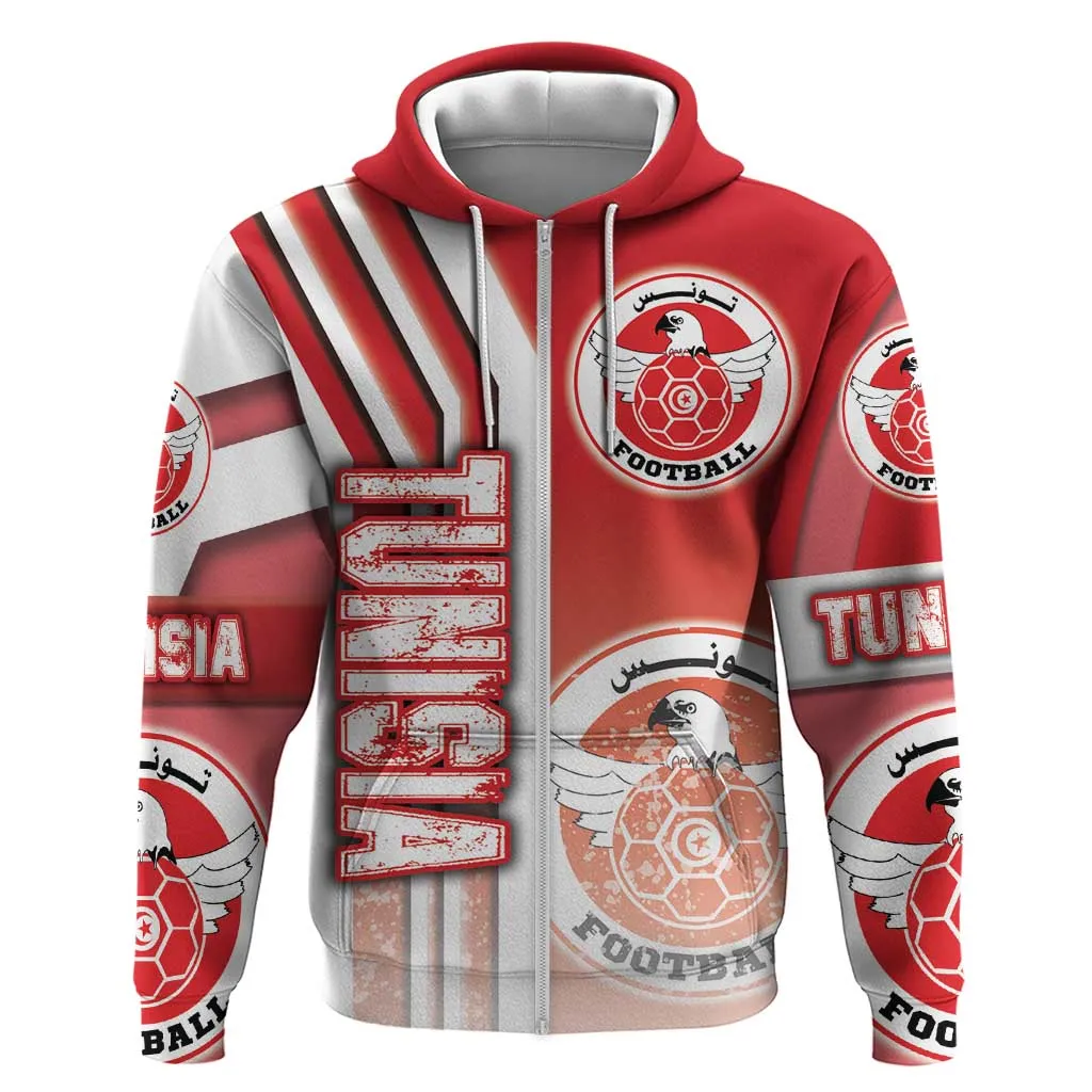 Tunisia Soccer Zip Hoodie Eagles of Carthage Football - Road To Champion DT03