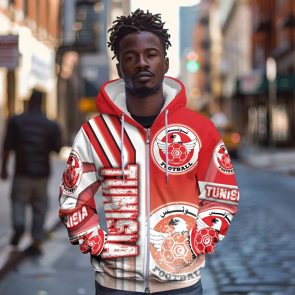 Tunisia Soccer Zip Hoodie Eagles of Carthage Football - Road To Champion DT03