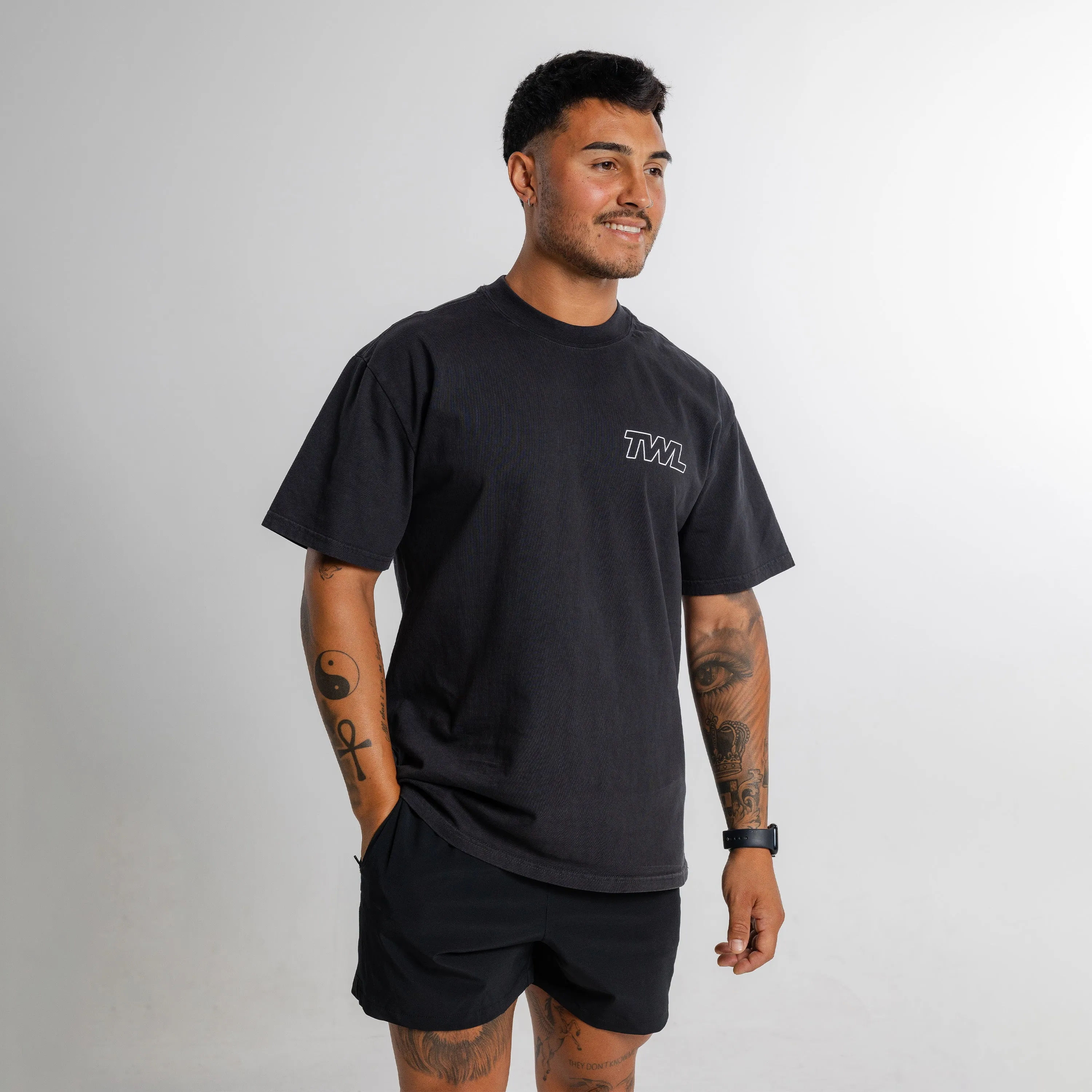TWL - LIFESTYLE OVERSIZED T-SHIRT - FLEX - FADED BLACK