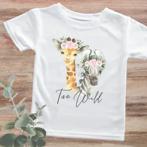 'Two Wild' Floral Safari Kids Birthday Shirt