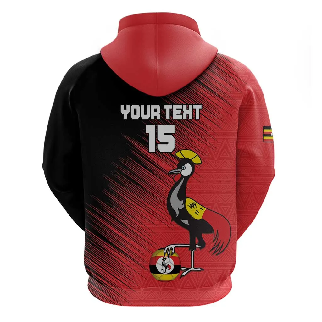 Uganda Football Custom Zip Hoodie African Pattern Mix Grunge Style - Red Color LT15