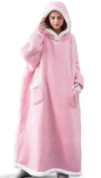 Ultra-soft Flannel Full Length Hooded Blanket Sweater