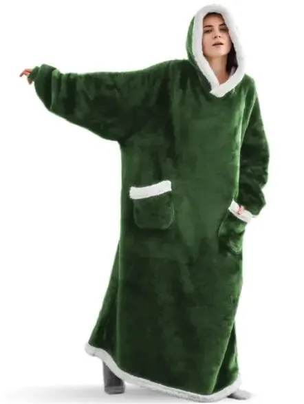 Ultra-soft Flannel Full Length Hooded Blanket Sweater