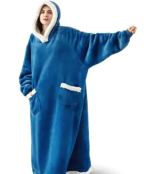 Ultra-soft Flannel Full Length Hooded Blanket Sweater