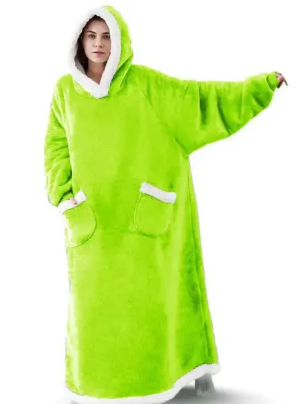 Ultra-soft Flannel Full Length Hooded Blanket Sweater