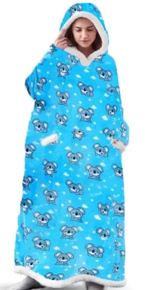Ultra-soft Flannel Full Length Hooded Blanket Sweater