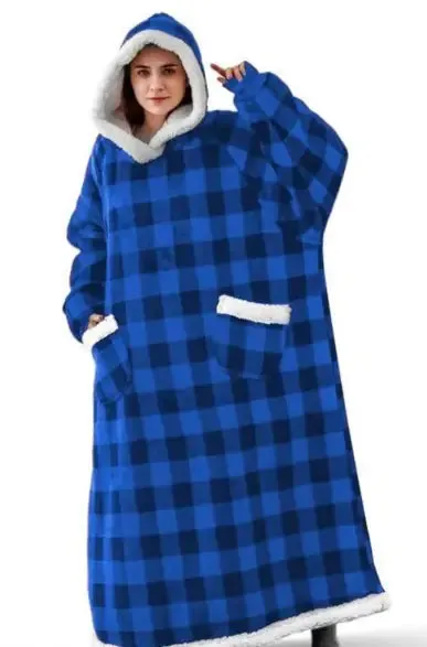 Ultra-soft Flannel Full Length Hooded Blanket Sweater