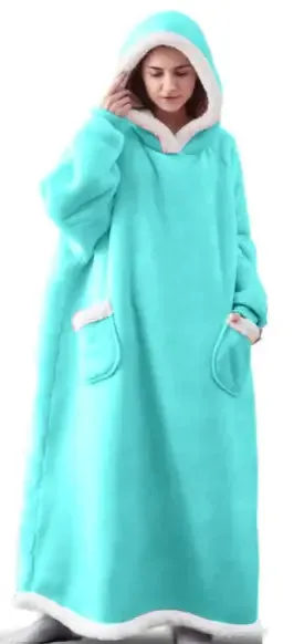 Ultra-soft Flannel Full Length Hooded Blanket Sweater