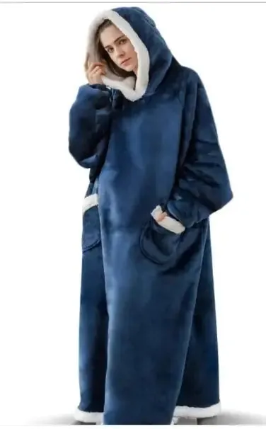 Ultra-soft Flannel Full Length Hooded Blanket Sweater