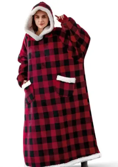 Ultra-soft Flannel Full Length Hooded Blanket Sweater