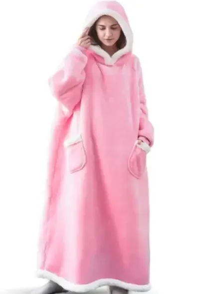 Ultra-soft Flannel Full Length Hooded Blanket Sweater