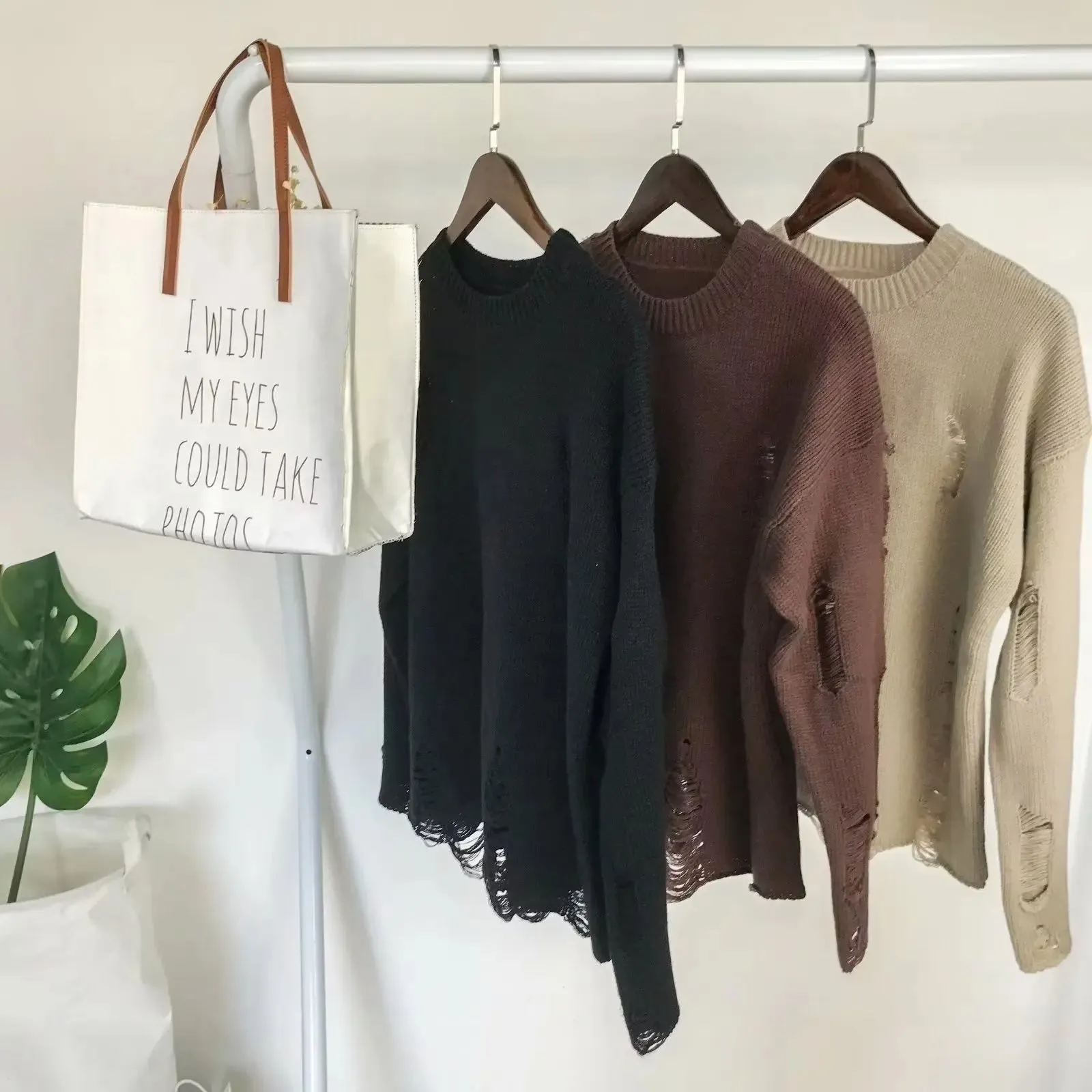 Unisex Streetwear Ripped Knit Sweater | Oversized Hip Hop Pullover | Casual Fashion Jumper for Men & Women