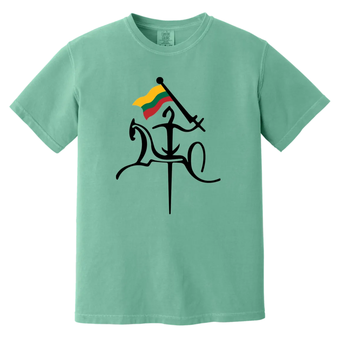 Vytis with Flag - Men/Women Unisex Soft-Washed Comfort Cotton Short Sleeve T-Shirt