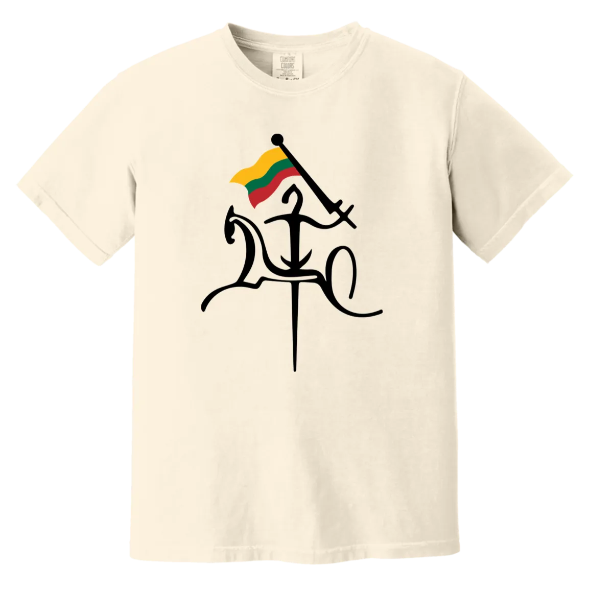 Vytis with Flag - Men/Women Unisex Soft-Washed Comfort Cotton Short Sleeve T-Shirt