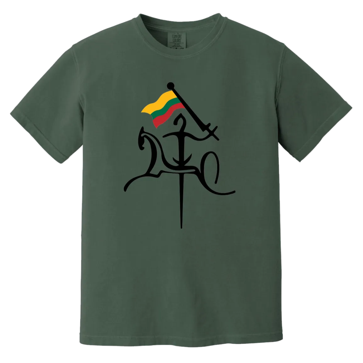 Vytis with Flag - Men/Women Unisex Soft-Washed Comfort Cotton Short Sleeve T-Shirt