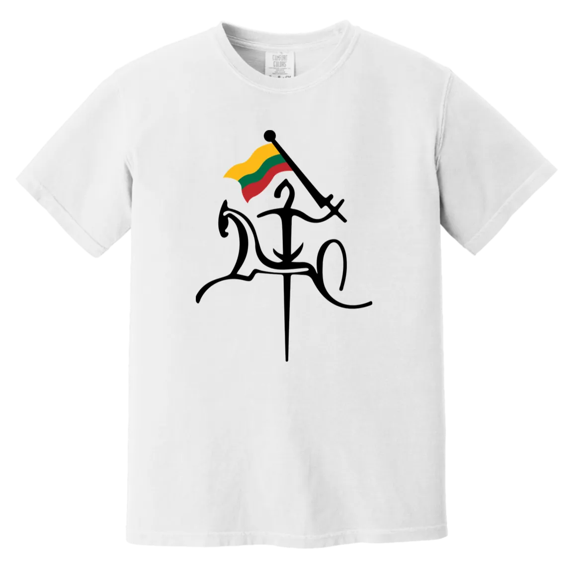 Vytis with Flag - Men/Women Unisex Soft-Washed Comfort Cotton Short Sleeve T-Shirt