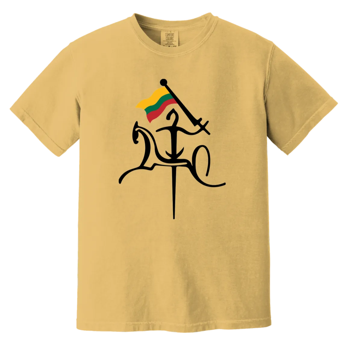 Vytis with Flag - Men/Women Unisex Soft-Washed Comfort Cotton Short Sleeve T-Shirt