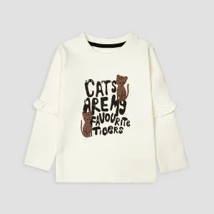 White Long Sleeves Graphic Tee