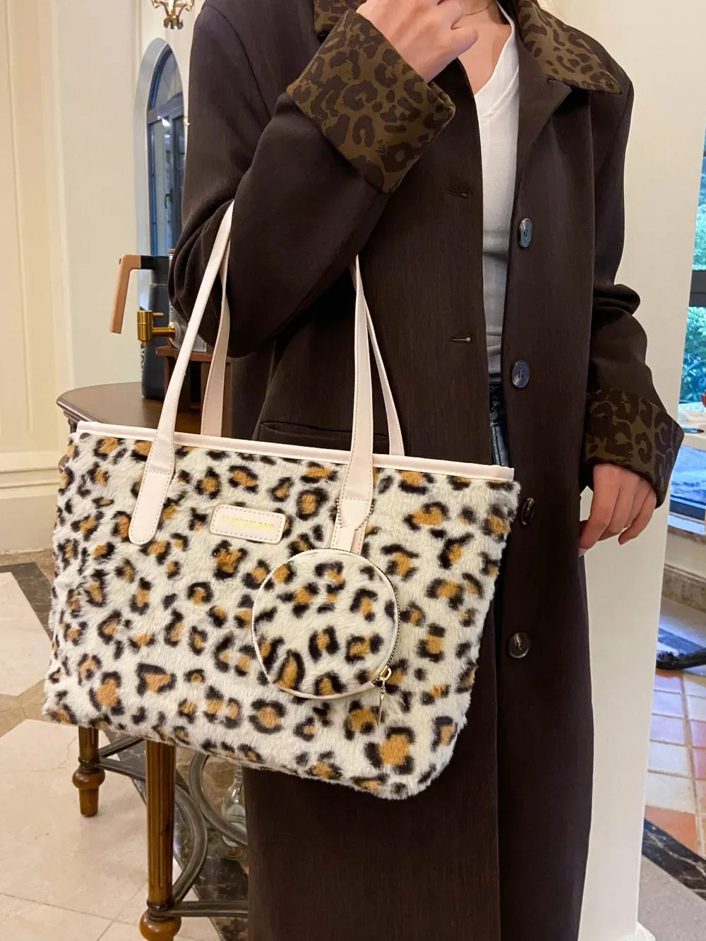 Wild Whisper Leopard Faux Fur Tote
