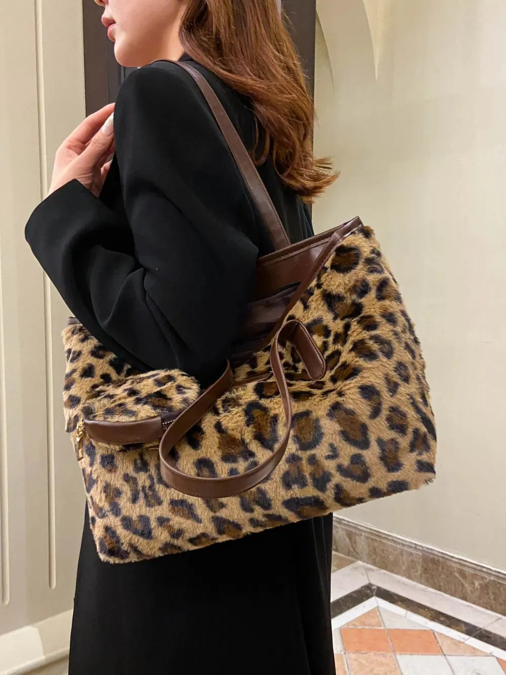 Wild Whisper Leopard Faux Fur Tote