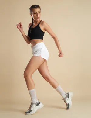 Women White Loose fit Training and Running Shorts