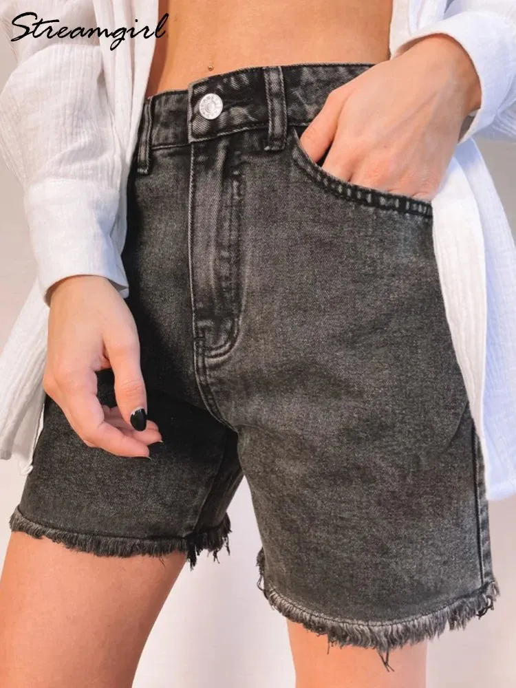 Women's Denim Shorts Summer High Waist Casual Chic Loose Jean Shorts For Women Summer