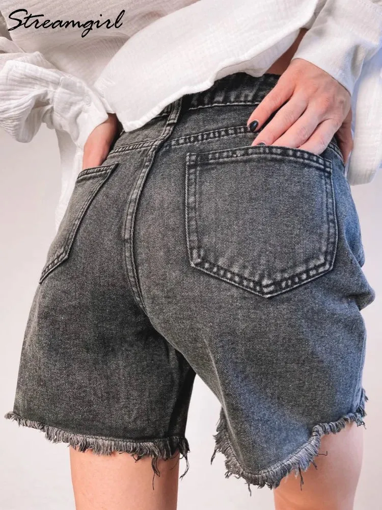 Women's Denim Shorts Summer High Waist Casual Chic Loose Jean Shorts For Women Summer