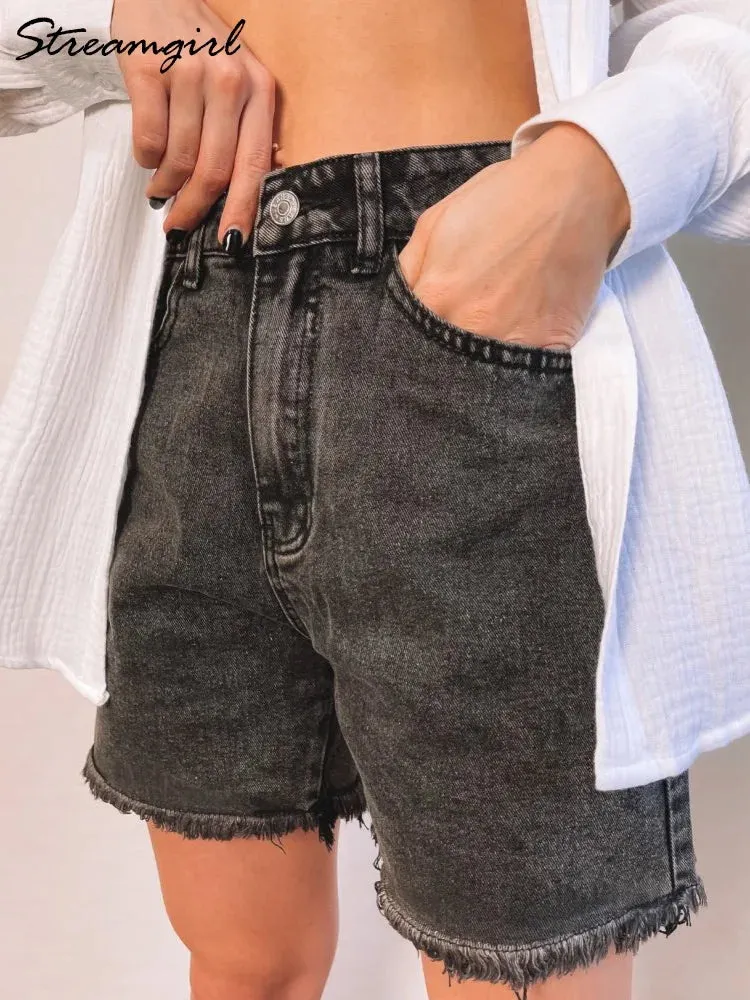 Women's Denim Shorts Summer High Waist Casual Chic Loose Jean Shorts For Women Summer