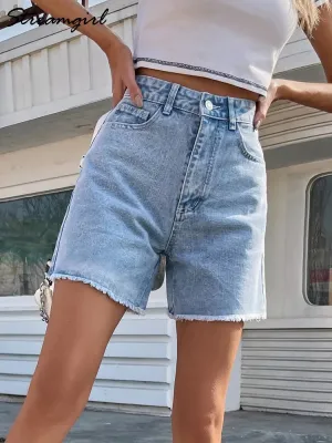 Women's Denim Shorts Summer High Waist Casual Chic Loose Jean Shorts For Women Summer