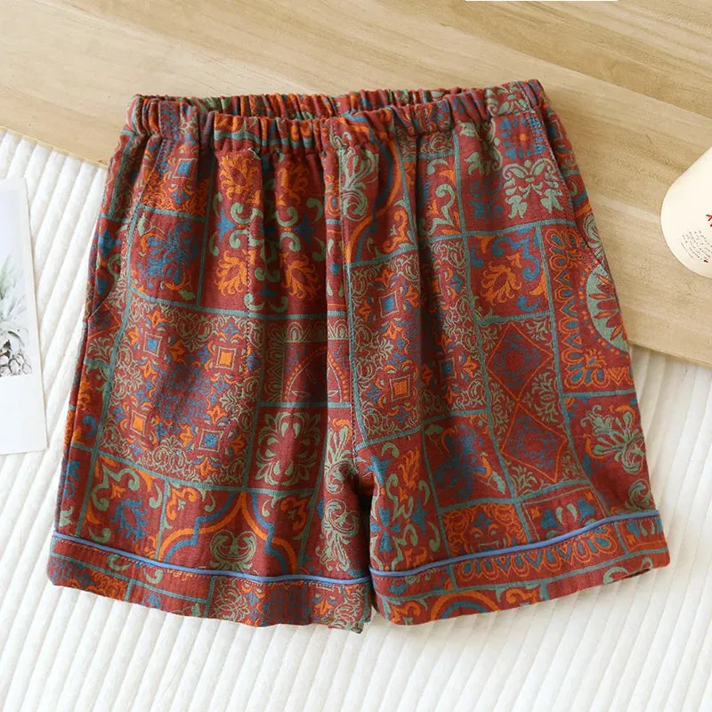 Women's Pajamas 100% Cotton Shorts Jacquard Shorts Women's Loose Home Pants Thin Home Pants Pajamas