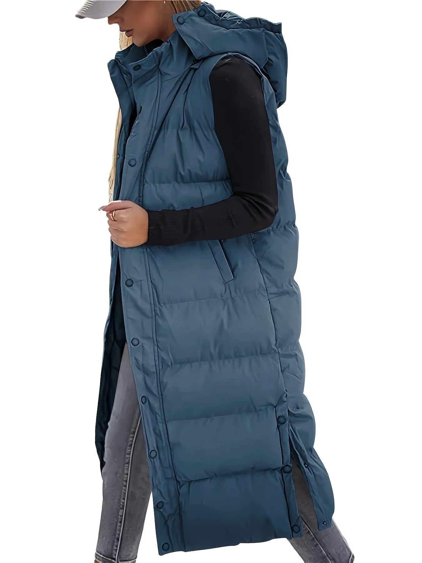 Womens Quilted Hooded Vest Sleeveless Winter Coat