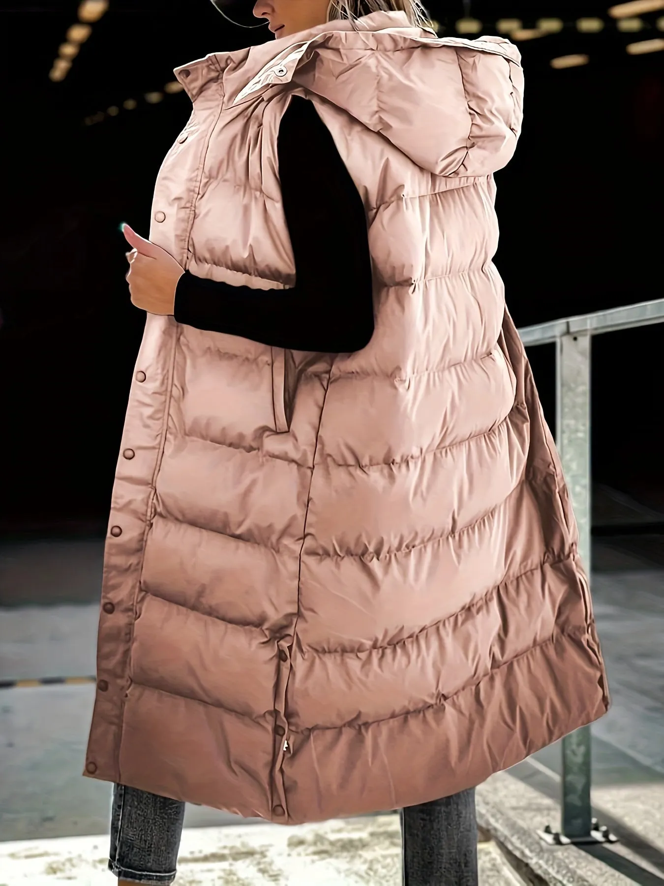 Womens Quilted Hooded Vest Sleeveless Winter Coat
