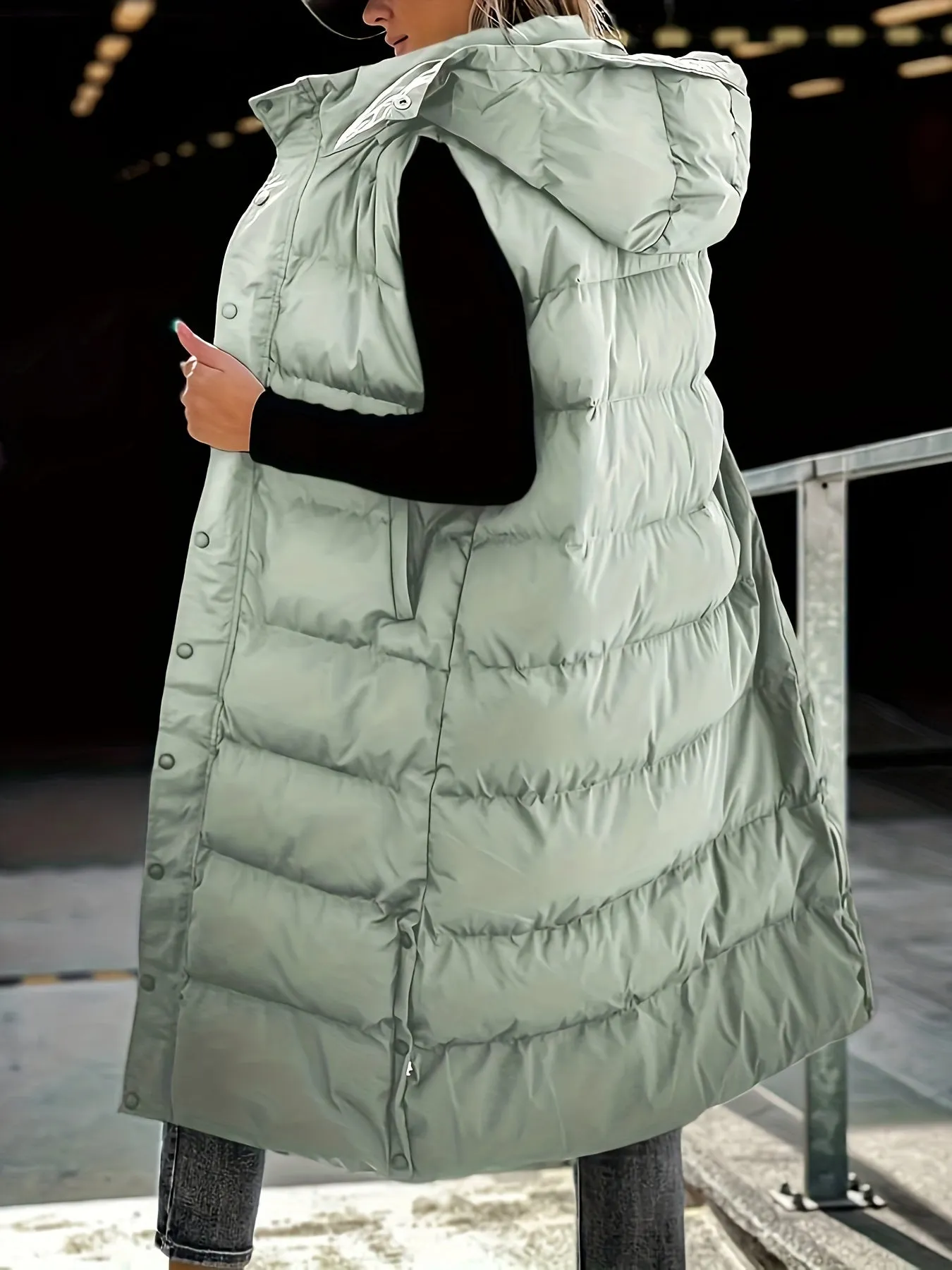 Womens Quilted Hooded Vest Sleeveless Winter Coat