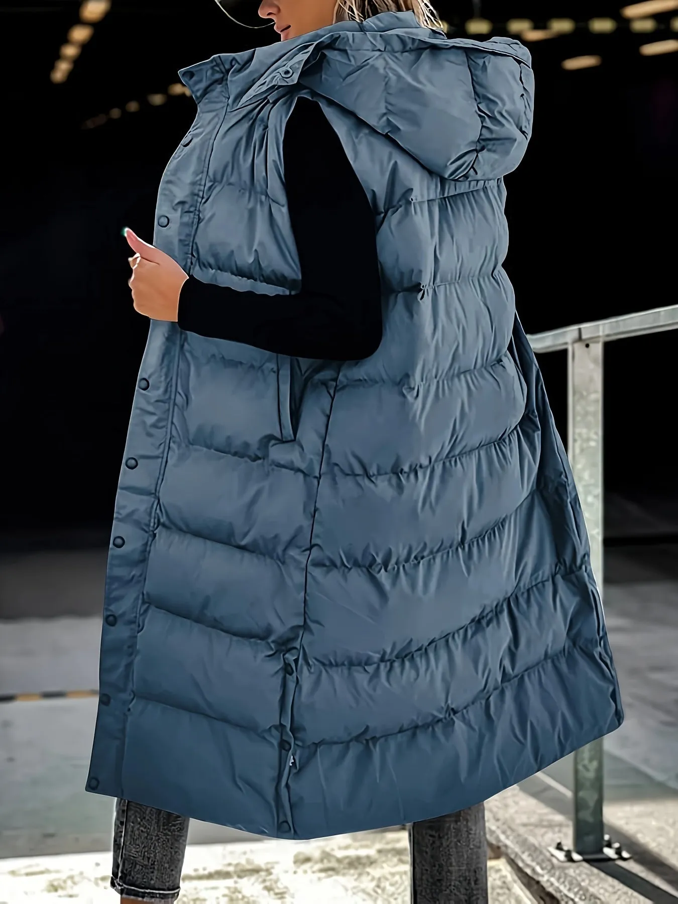 Womens Quilted Hooded Vest Sleeveless Winter Coat