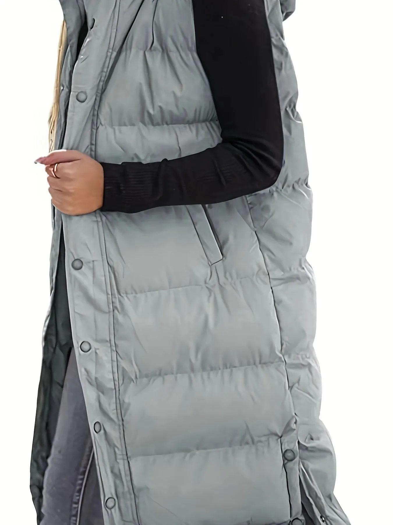 Womens Quilted Hooded Vest Sleeveless Winter Coat