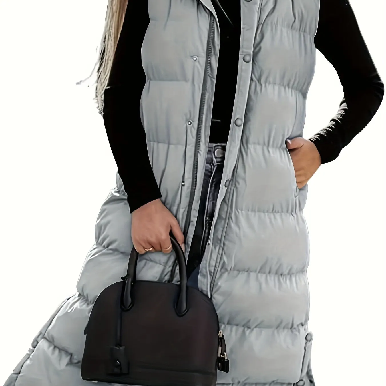 Womens Quilted Hooded Vest Sleeveless Winter Coat