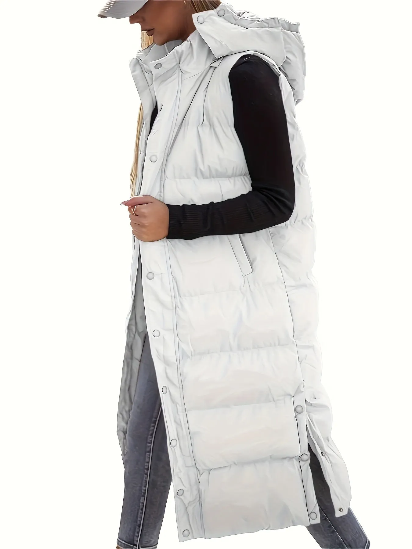 Womens Quilted Hooded Vest Sleeveless Winter Coat