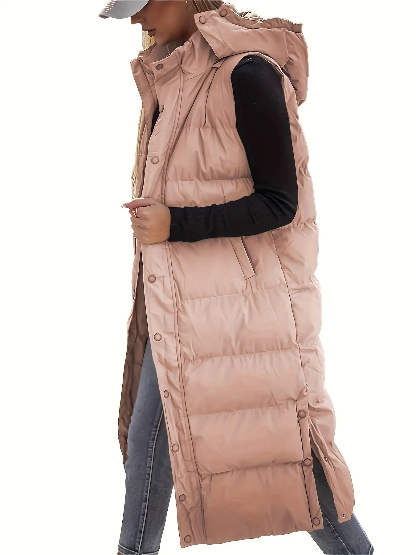Womens Quilted Hooded Vest Sleeveless Winter Coat