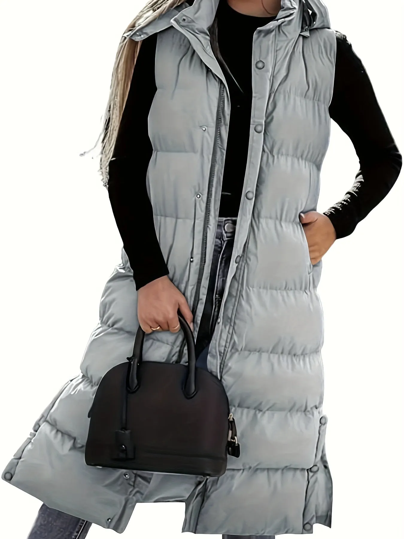 Womens Quilted Hooded Vest Sleeveless Winter Coat