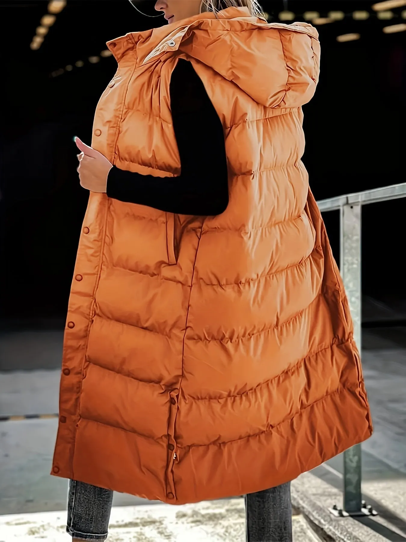 Womens Quilted Hooded Vest Sleeveless Winter Coat