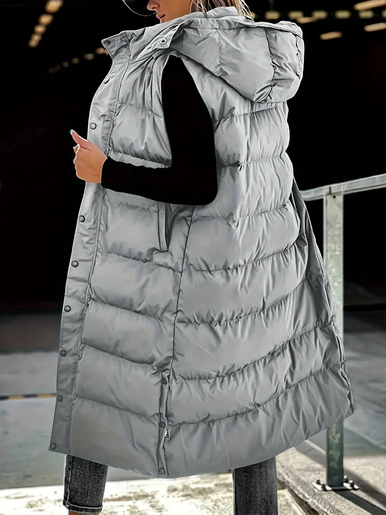 Womens Quilted Hooded Vest Sleeveless Winter Coat